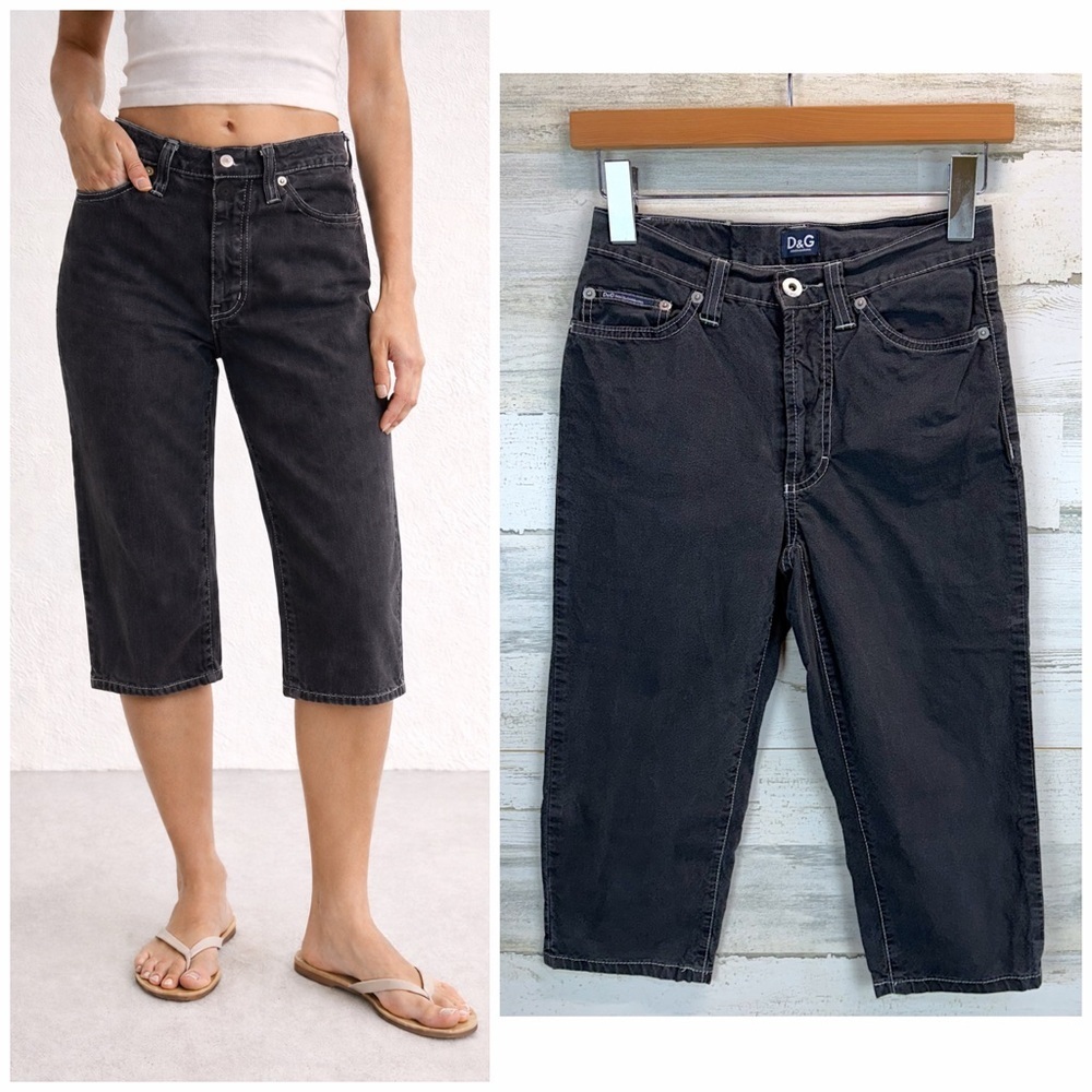 D&G Dolce & Gabbana Y2K Black Capri Jeans 26 EU 40 Low Rise Vintage Designer